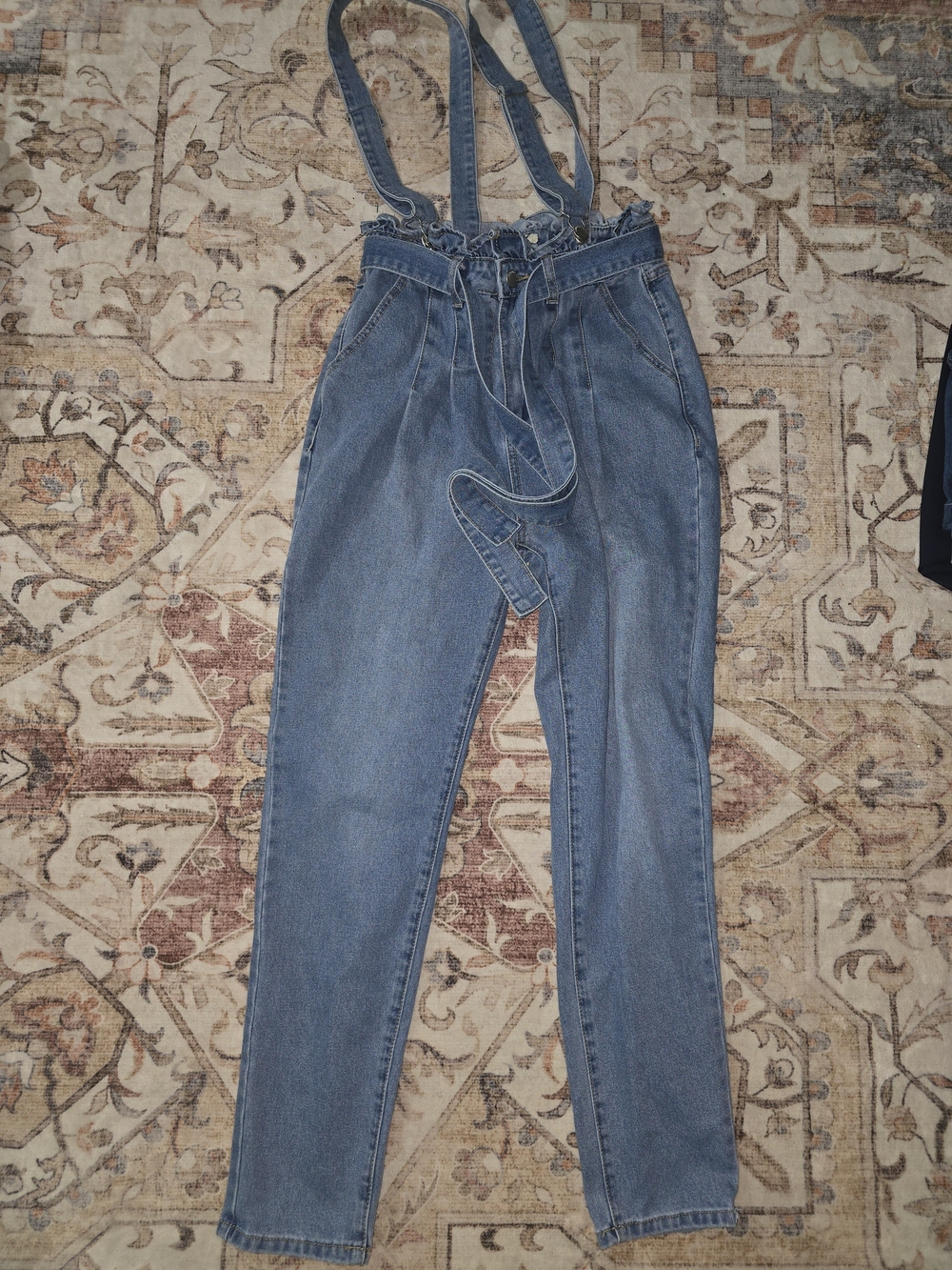 Denim Blvd Paperbag Waist Blue Overalls